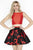 Jolene Collection - 17607 Two Piece Bateau Floral Print Short Dress In Red and Black