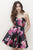 Jolene Collection - 17540 Strapless Floral Short Party Dress In Black and Multi-Color