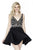 Jolene Collection - 17595 Ornate V-Neck Bodice Cocktail Dress In Black