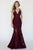 Jolene Collection - 18093 Beaded V-Neck Lace Mermaid Dress In Red