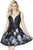 Jolene Collection - 17518 V-neck  Floral Print Cocktail Dress In Black and Silver