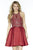 Jolene Collection - 17585 Beaded Sheer Halter A-line Dress In Red