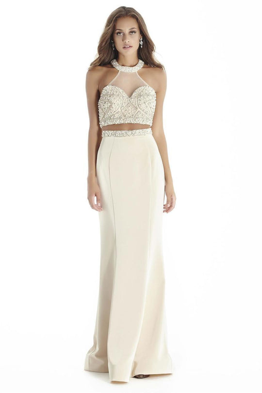 Jolene Collection - 17061 Two Piece Beaded Sheath Dress In Neutral