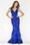 Jolene Collection - 18106 Beaded Lace V-neck Sheath Dress In Blue