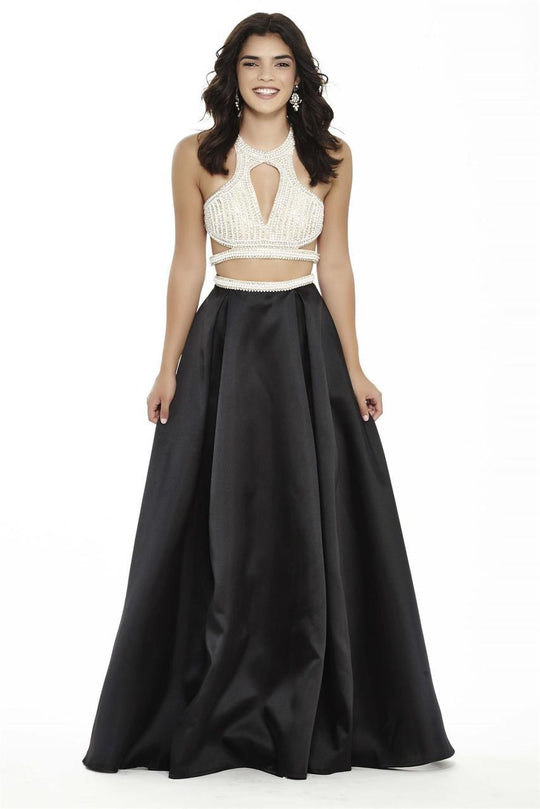 Jolene Collection - 17050 Two Piece Bedazzled A-line Dress In Black and Neutral