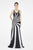 Saboroma - 4200 Two Tone Embellished Trumpet Dress In Silver