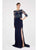 Saboroma - 4288 Embroidered Bateau Trumpet Dress In Blue