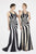 Saboroma - 4200 Two Tone Embellished Trumpet Dress In Silver