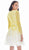 Ashley Lauren - 4134 Embellished Plunging V-neck A-line Dress In White and Yellow