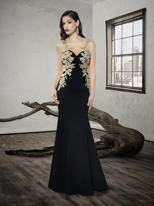 Saboroma - 4210 Sleeveless Sweetheart Backless Illusion Evening Gown In Black