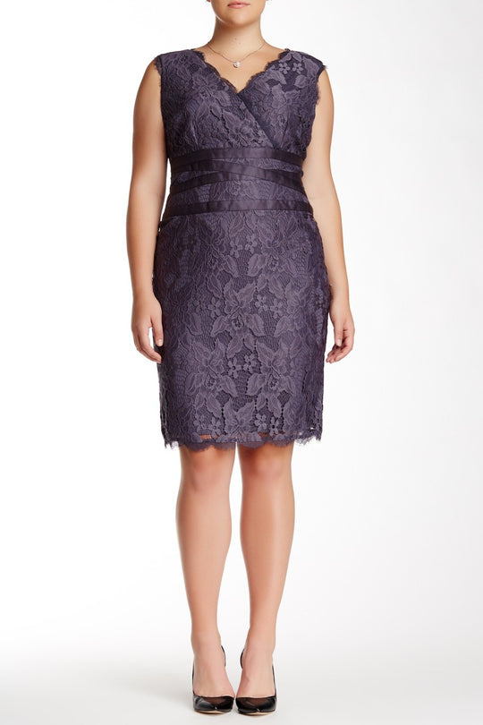 Adrianna Papell - Ribbon Lace Dress 41905221 in Purple