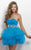 Blush - Sweetheart Ruffled Tulle Cocktail Dress 9664 in Blue
