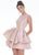 Ashley Lauren - 4211 Two Tone Jewel Tiered Cocktail Dress In Pink and Gold