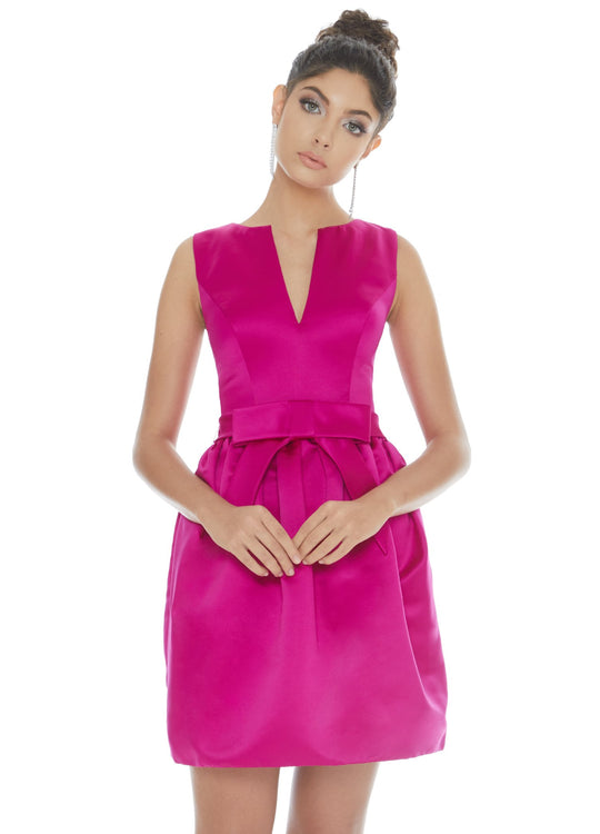 Ashley Lauren - 4213 V-neck Sheath Dress With Bow In Pink