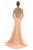 Saboroma - 4215 Square Beaded Trumpet Evening Dress In Pink
