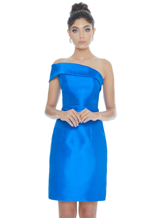Ashley Lauren - 4215 One Shoulder Column Cocktail Dress In Blue