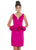 Ashley Lauren - 4217 V-neck Satin Peplum Column Dress In Pink