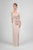 Daymor Couture - Ruched Straight Neck Sheath Dress 421 in Neutral
