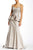 Sue Wong - Embroidered Peplum Satin Dress in Neutral