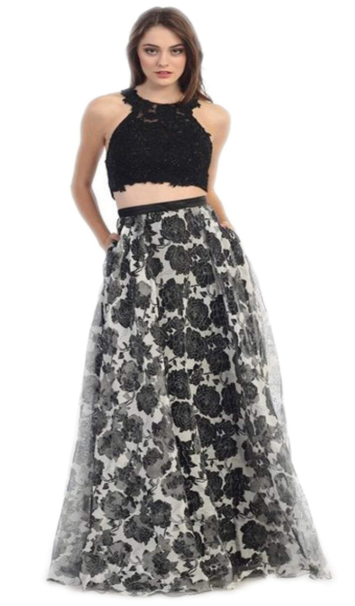 Two Piece Floral Evening Gown