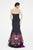 Saboroma - 4224 Beaded Floral Print Mermaid Gown In Black