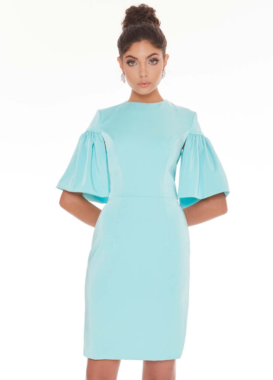 Ashley Lauren - 4226 Flowy Sleeve Fitted Crepe Cocktail Dress In Blue