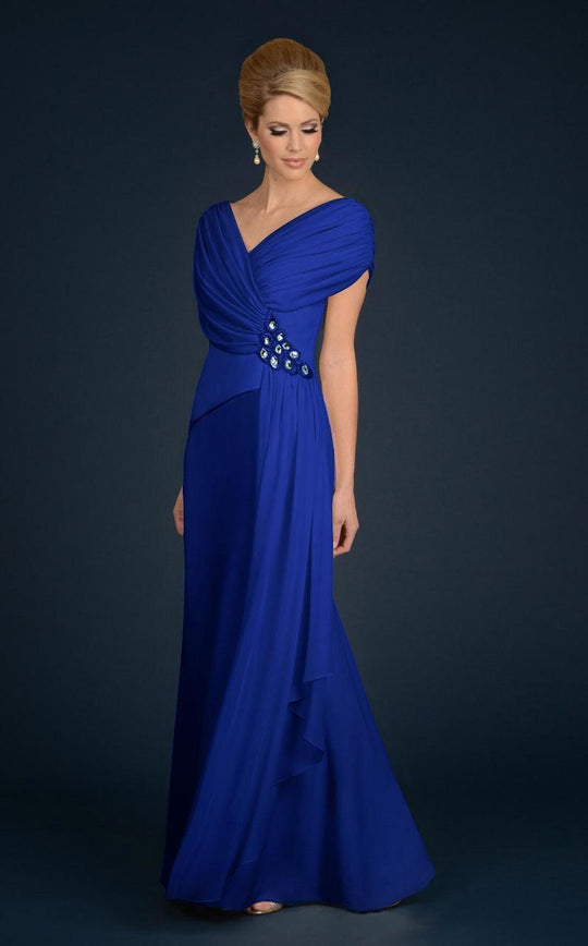 Daymor Couture - V-Neck A-Line Gown 701 in Blue