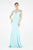 Saboroma - 4229 Jewel Beaded Illusion Neckline Mermaid Gown In Blue and Green