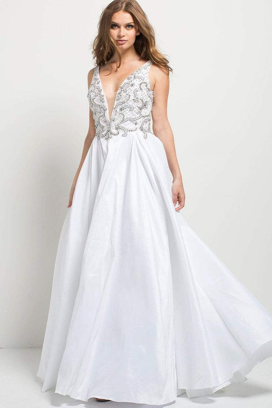 42402 Embellished V-neck A-line Dress