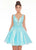 Ashley Lauren - 4242 Jeweled Belt Organza Cocktail Dress In Blue