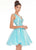 Ashley Lauren - 4242 Jeweled Belt Organza Cocktail Dress In Blue