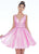 Ashley Lauren - 4242 Jeweled Belt Organza Cocktail Dress In Pink