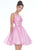 Ashley Lauren - 4242 Jeweled Belt Organza Cocktail Dress In Pink