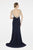Saboroma - 4243 Beaded Appliqued Cap Sleeve Sheath Gown In Blue