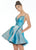 Ashley Lauren - 4243 Shimmering Brocade Sexy Back Cocktail Dress In Blue