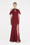 Saboroma - 4245 Beaded Jewel Neckline Cold Shoulder Evening Gown In Red
