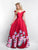 Intrigue - 424 Off Shoulder Fitted Ballgown In Red and Print
