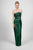 Daymor Couture - Pleated Fan Bustline Sheath Dress 424 in Green
