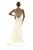 Saboroma - 4250 Beaded Scoop Illusion Neckline Long Sheath Gown In White
