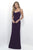 Alexia Designs - 4252 Jeweled Cowl Neck Chiffon Sheath Dress In Purple
