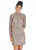 Ashley Lauren - 4252 Long Sleeve Open Back Sequined Cocktail Dress In Pink and Gold