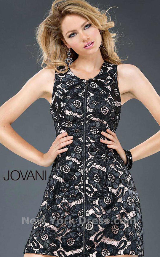 91083 Floral Lace Zippered Sheath Dress