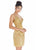 Ashley Lauren - 4261 Bead-Fringed Cocktail Sheer Dress In Gold and Neutral