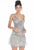 Ashley Lauren - 4261 Bead-Fringed Cocktail Sheer Dress In Silver and Gray