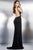 32605 V-neck High Slit Sheath Dress