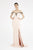 Saboroma - 4264 Beaded Embellished Off Shoulder Gown with front slit In Pink