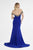 Saboroma - 4264 Beaded Embellished Off Shoulder Gown with front slit In Blue
