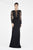 Saboroma - 4268 Scallop Trim Plunging Illusion Neck Evening Gown In Black