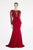 Saboroma - 4268 Scallop Trim Plunging Illusion Neck Evening Gown In Red