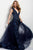Jovani Cap Sleeve Jeweled Lace A-Line Gown 42739 - 1 pc Navy In Size 12 Available In Blue
